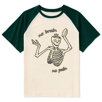 Tokyo-Tiger Skeletons Feel No Pain Raglan T-shirt