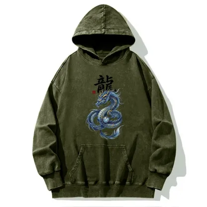 Tokyo-Tiger Mythic Blue Dragon Washed Hoodie