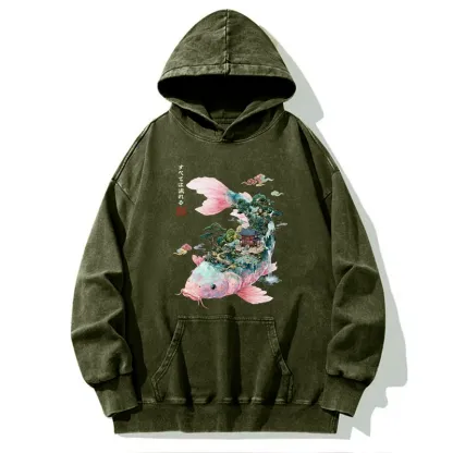 Tokyo-Tiger Journey Of The Flowing Koi Washed Hoodie