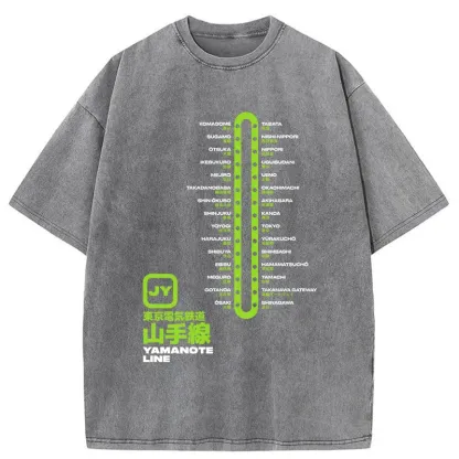 Tokyo-Tiger Yamanote Line Japan Washed T-Shirt