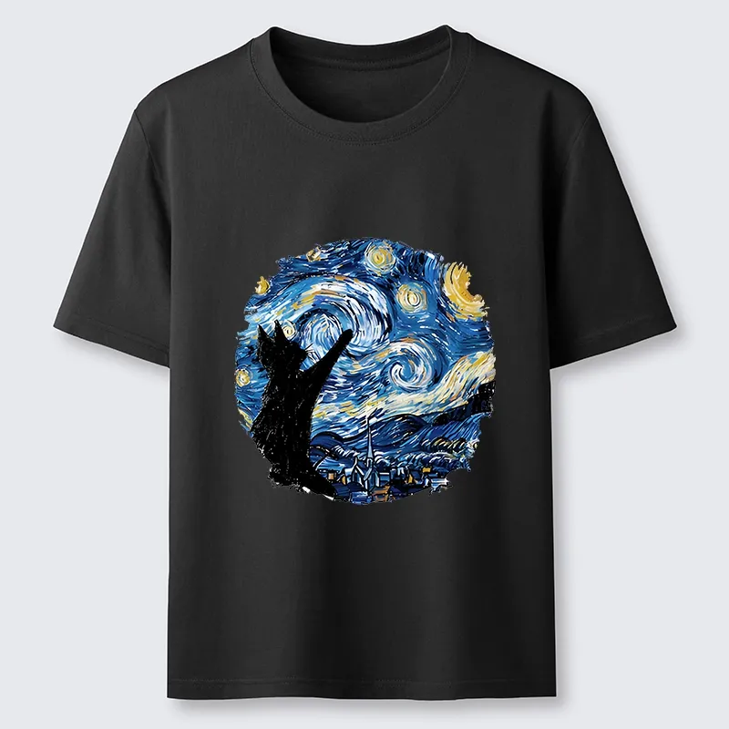Tokyo-Tiger Starry Night Black Cat Classic T-Shirt Sale