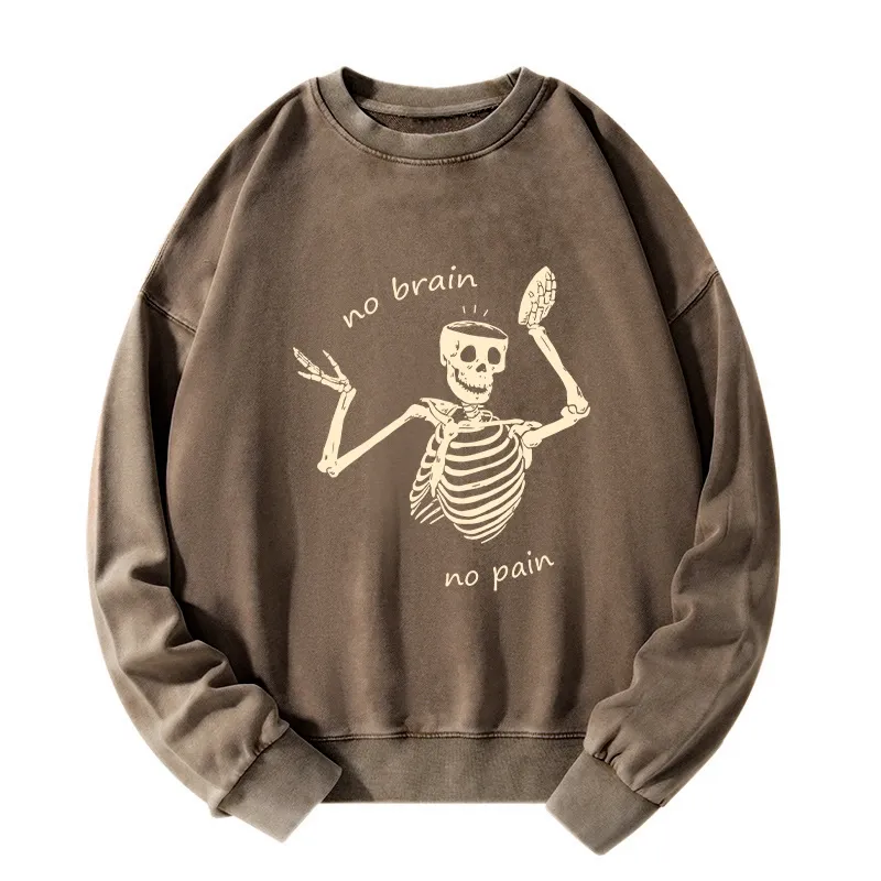 Tokyo-Tiger Skeletons Feel No Pain Washed Sweatshirt