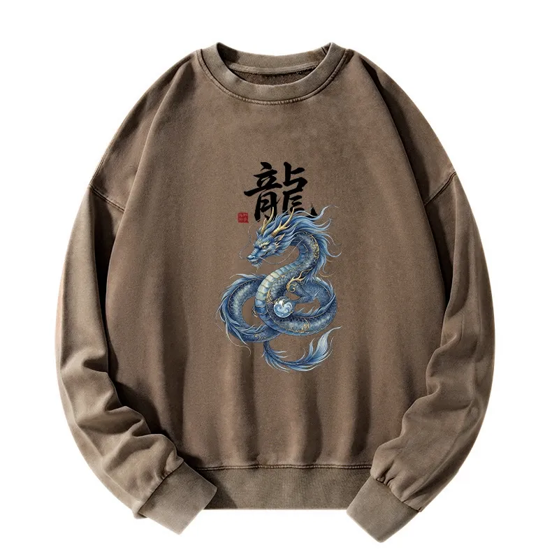 Tokyo-Tiger Mythic Blue Dragon Washed Sweatshirt