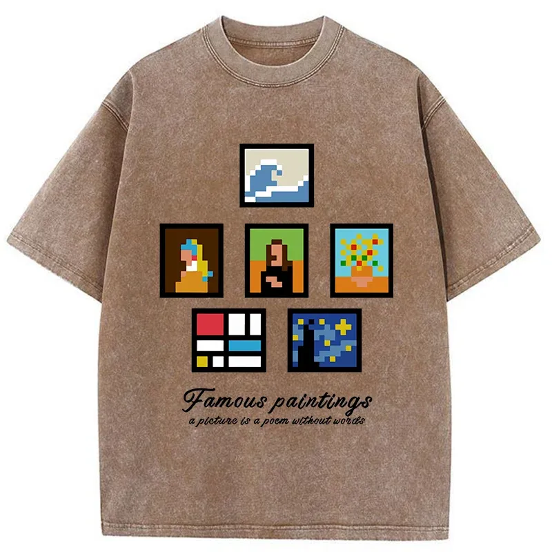 Tokyo-Tiger Famous Paintings Washed T-Shirt