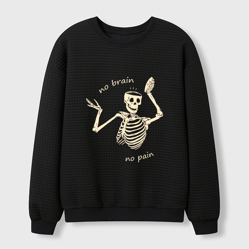 Tokyo-Tiger Skeletons Feel No Pain Waffle Sweatshirt