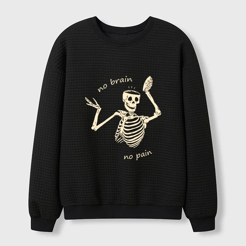Tokyo-Tiger Skeletons Feel No Pain Waffle Sweatshirt Sale