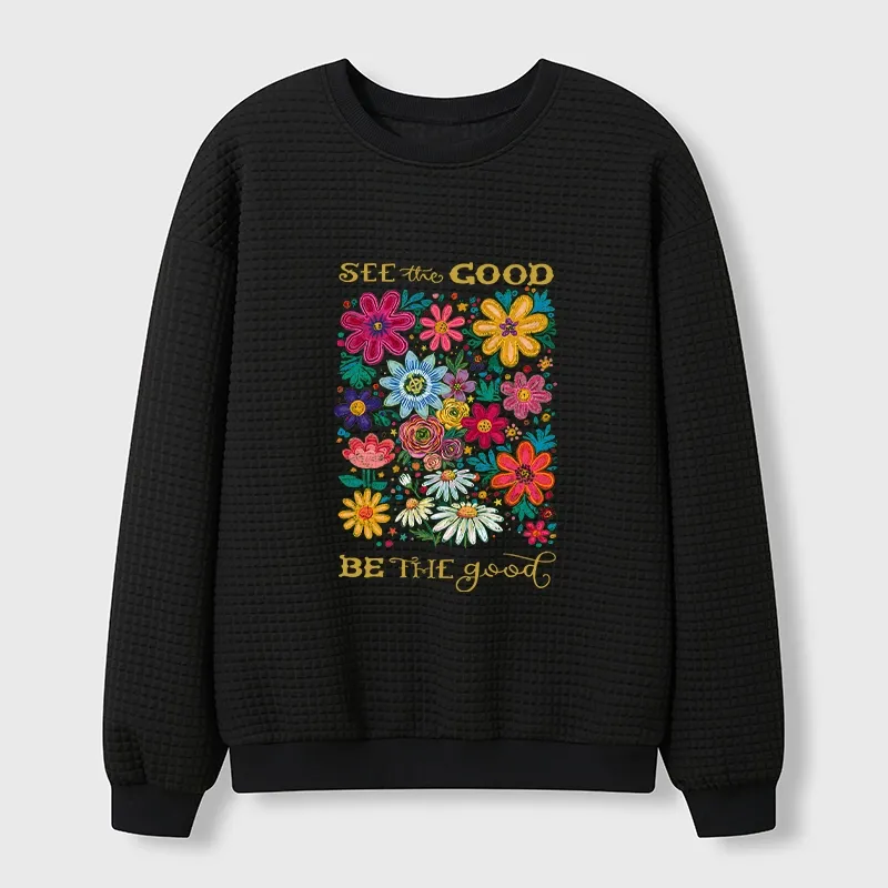 Tokyo-Tiger Flower：See The Good Be The Good Waffle Sweatshirt Sale