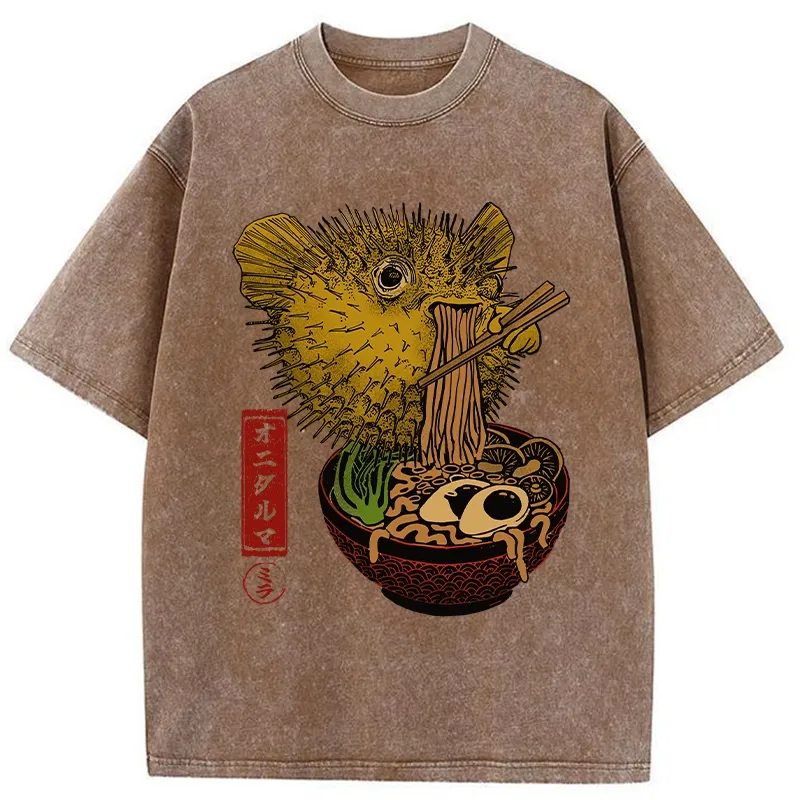 Tokyo-Tiger Ramen Lover Fugu Washed T-Shirt