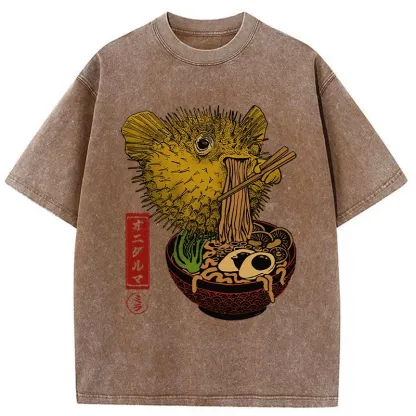 Tokyo-Tiger Ramen Lover Fugu Washed T-Shirt