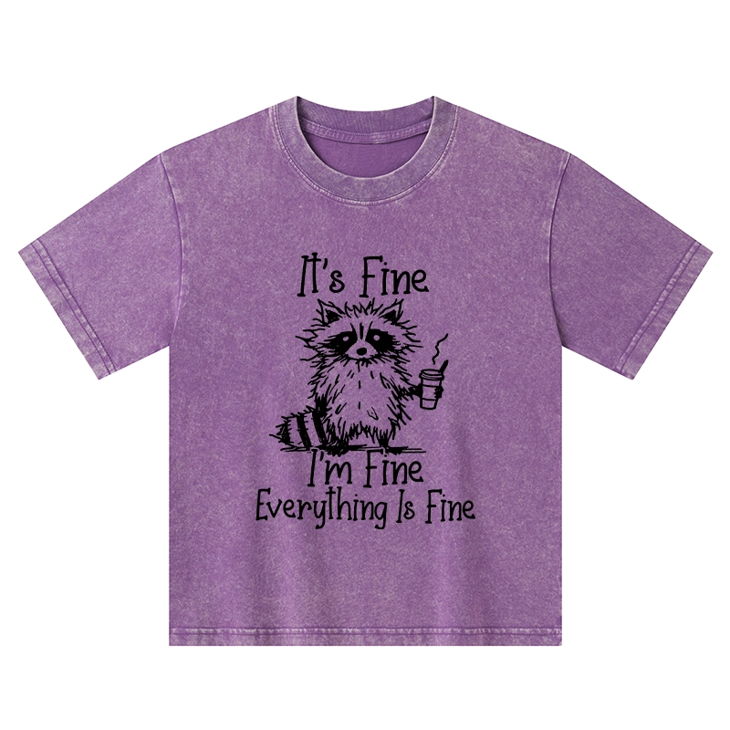 Tokyo-Tiger Raccoon Fine Meme Kids Washed T-Shirt