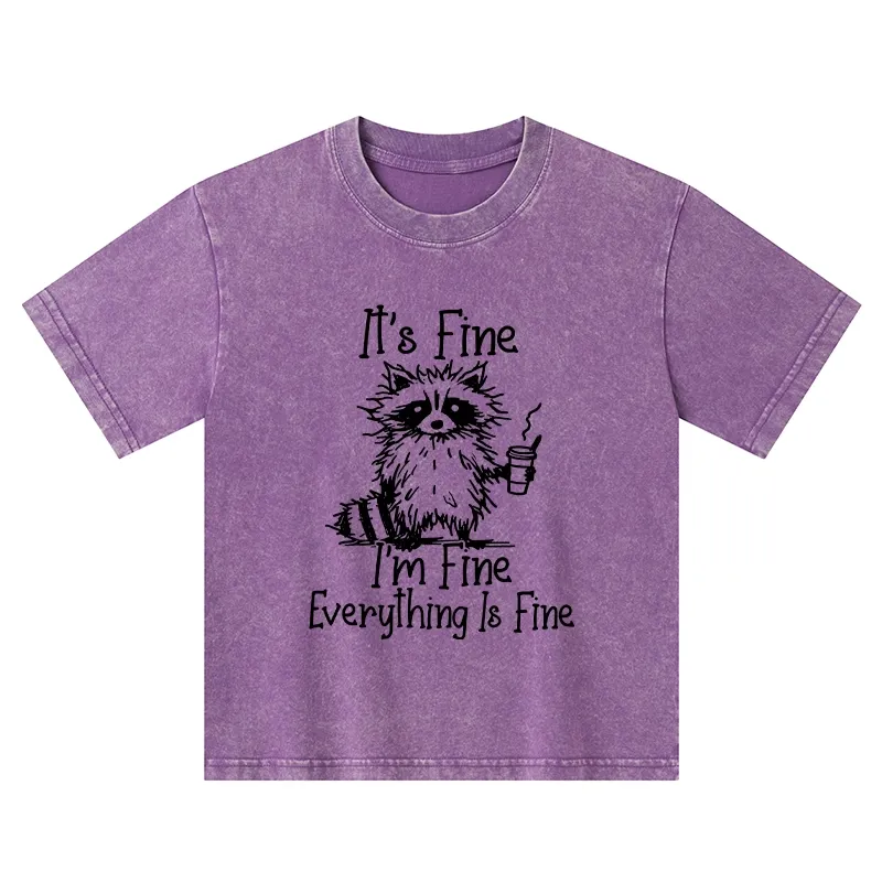 Tokyo-Tiger Raccoon Fine Meme Kids Washed T-Shirt