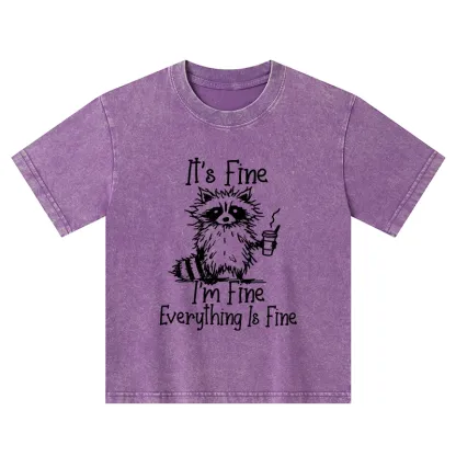 Tokyo-Tiger Raccoon Fine Meme Kids Washed T-Shirt