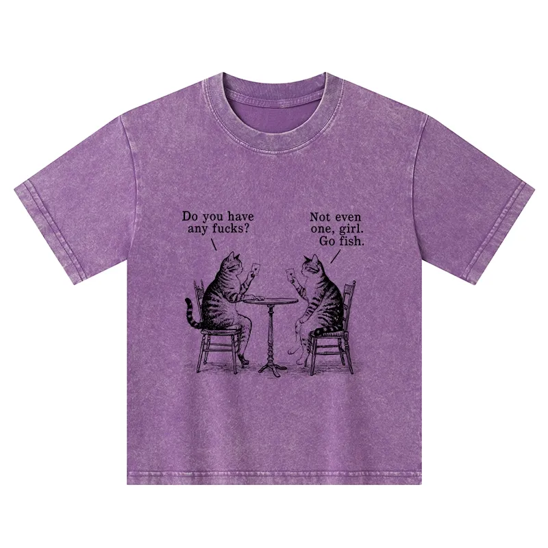 Tokyo-Tiger Cat Poker Night Kids Washed T-Shirt
