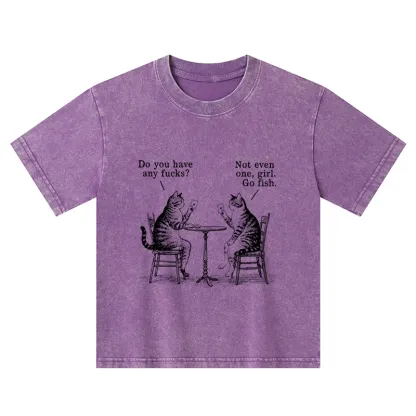 Tokyo-Tiger Cat Poker Night Kids Washed T-Shirt