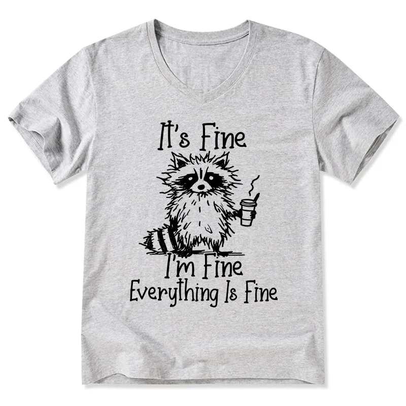 Tokyo-Tiger Raccoon Fine Meme V-Neck Classic T-Shirt