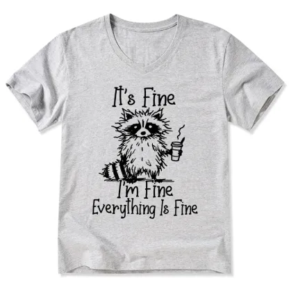 Tokyo-Tiger Raccoon Fine Meme V-Neck Classic T-Shirt