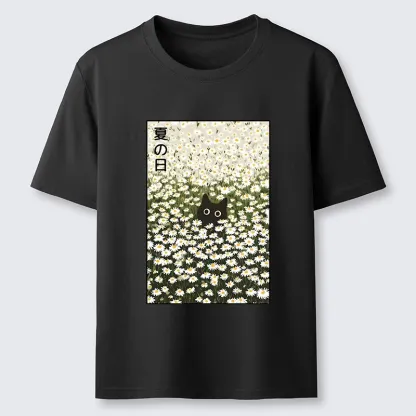 Tokyo-Tiger Summer Day Daisies Black Cat Classic T-Shirt