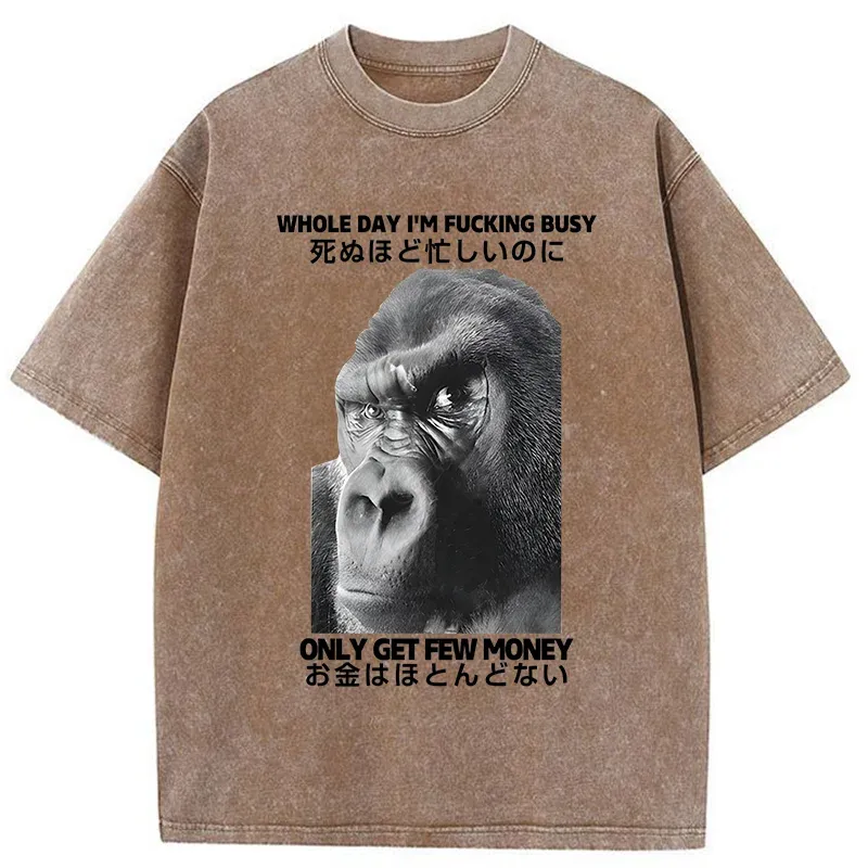 Tokyo-Tiger Making Money Gorilla Funny Washed T-Shirt