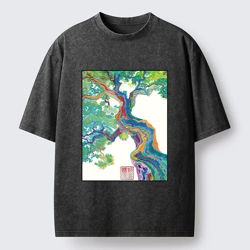 Tokyo-Tiger Colorful Magic Tree Washed T-Shirt
