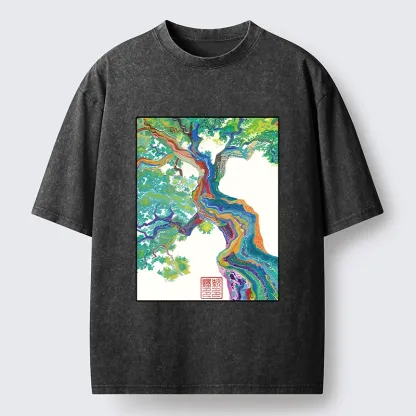 Tokyo-Tiger Colorful Magic Tree Washed T-Shirt