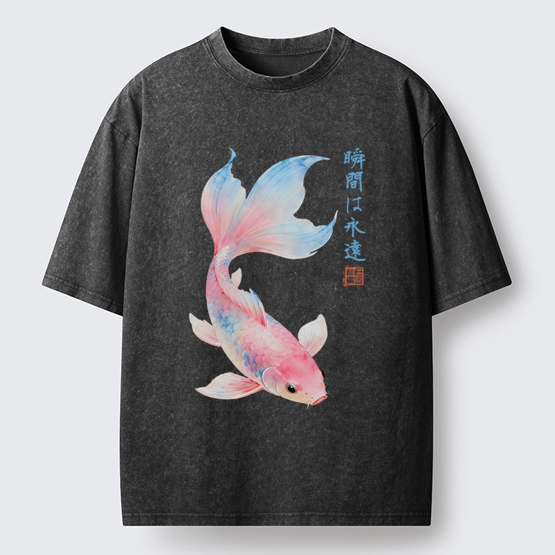 Tokyo-Tiger Koi Fish Dreamy Hues Washed T-Shirt