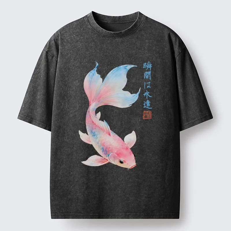 Tokyo-Tiger Koi Fish Dreamy Hues Washed T-Shirt Sale