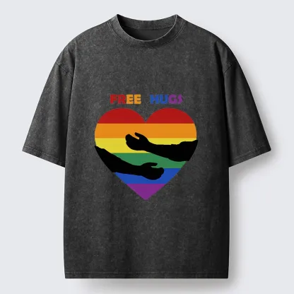 Tokyo-Tiger Spread Love With Free Hugs Washed T-Shirt