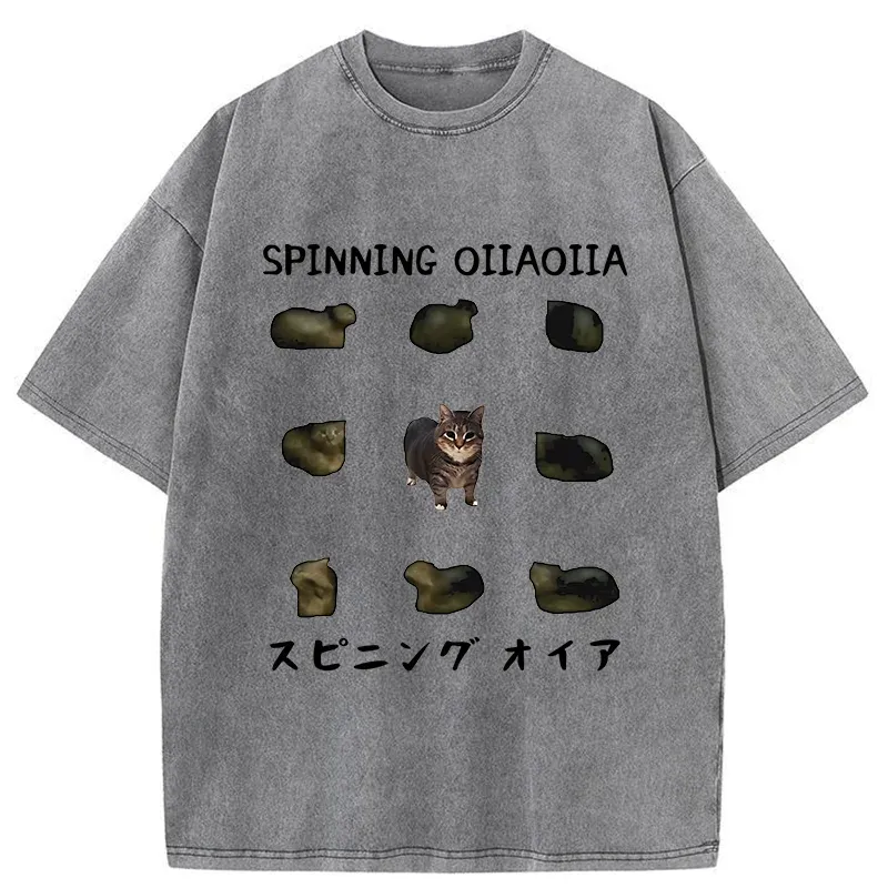 Tokyo-Tiger OIIAOIIA Funny Cat Washed T-Shirt