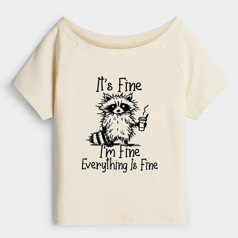 Tokyo-Tiger Raccoon Fine Meme Off Shoulder T-Shirt