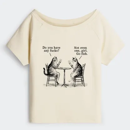 Tokyo-Tiger Cat Poker Night Off Shoulder T-Shirt