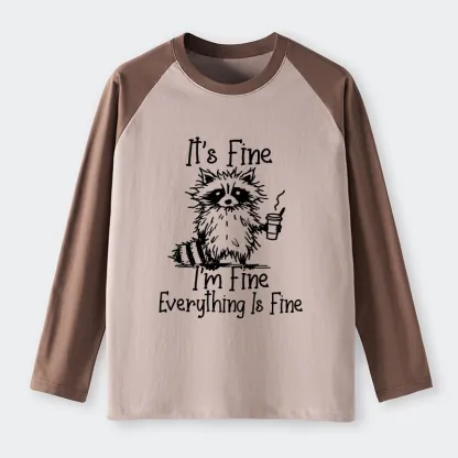 Tokyo-Tiger Raccoon Fine Meme Raglan Long Sleeve T-shirt