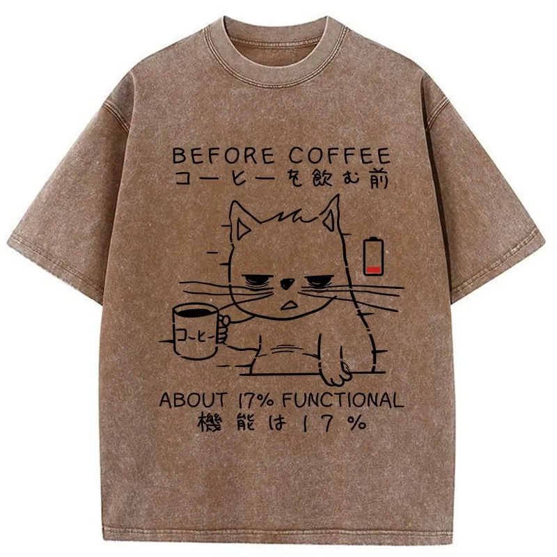 Tokyo-Tiger Before Coffee About 17% Functional Washed T-Shirt