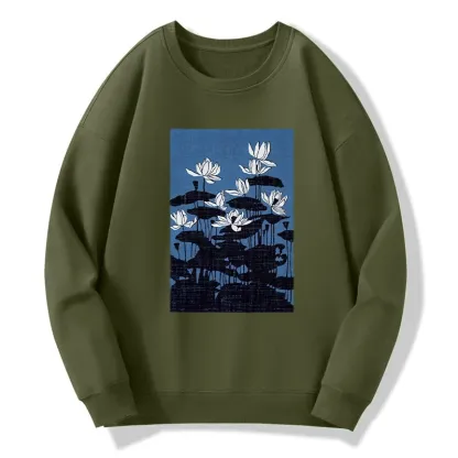 Tokyo-Tiger Blue Lotus Japanese Art Classic Sweatshirt