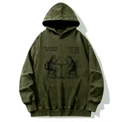 Tokyo-Tiger Cat Poker Night Washed Hoodie