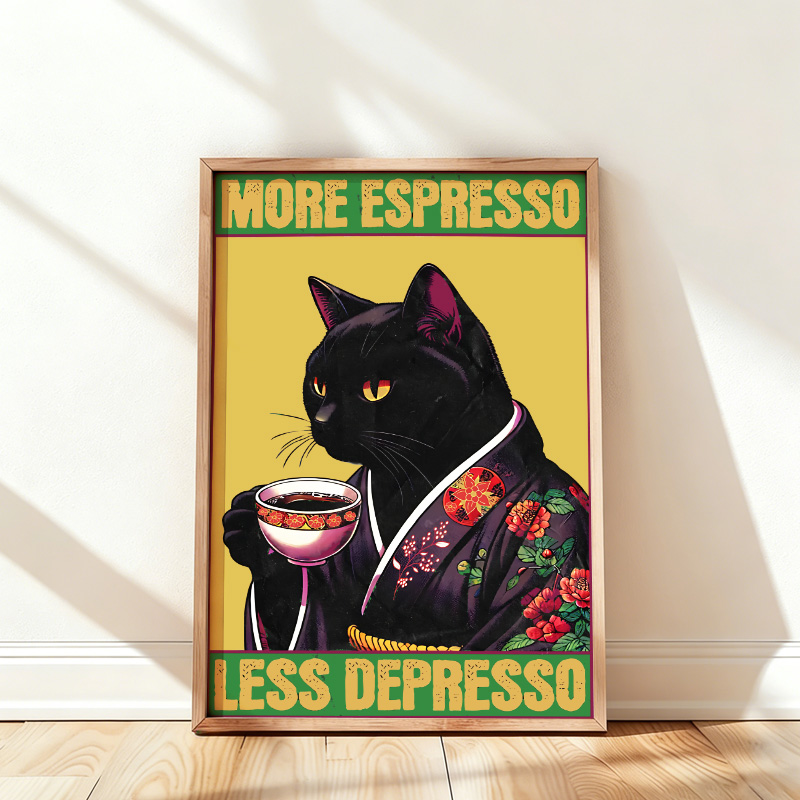 Tokyo-Tiger Up Caffeine Down Depression Wall Art Poster