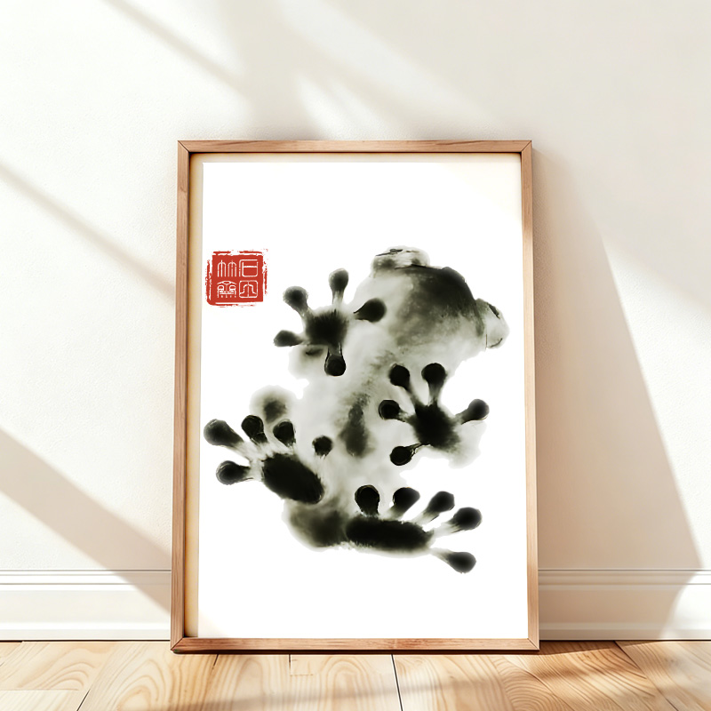 Tokyo-Tiger Ink Painting Frog Wall Art Poster