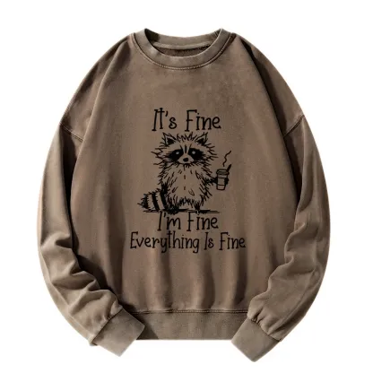 Tokyo-Tiger Raccoon Fine Meme Washed Sweatshirt