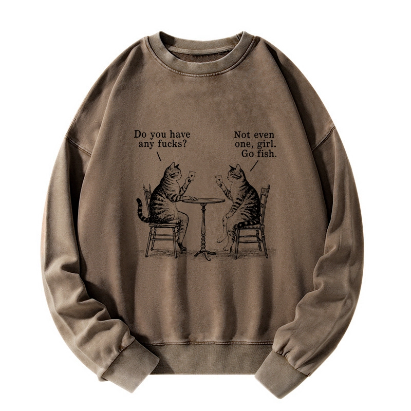 Tokyo-Tiger Cat Poker Night Washed Sweatshirt