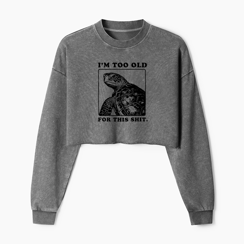 Tokyo-Tiger Turtle I Quit Meme Energy Washed Crop Sweatshirt