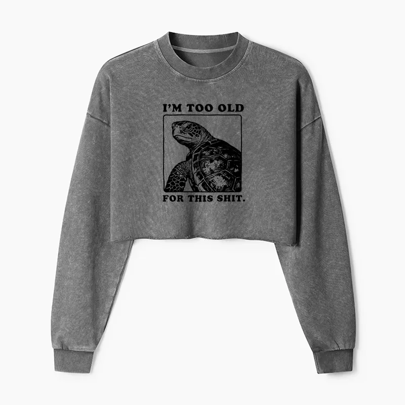 Tokyo-Tiger Turtle I Quit Meme Energy Washed Crop Sweatshirt
