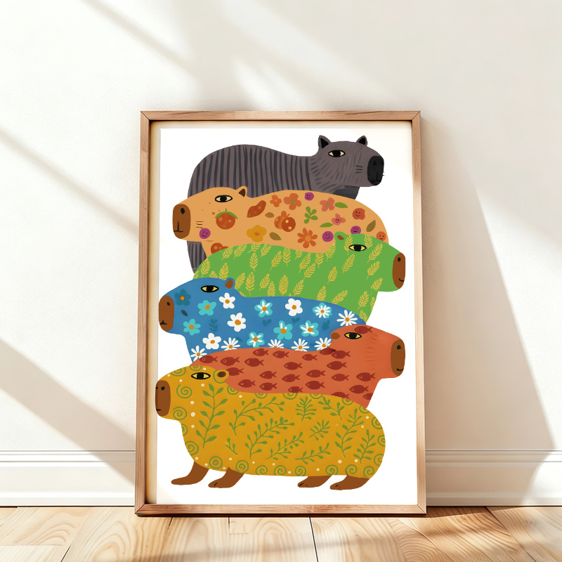 Tokyo-Tiger Colorful Capybaras Wall Art Poster