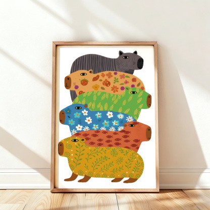 Tokyo-Tiger Colorful Capybaras Wall Art Poster