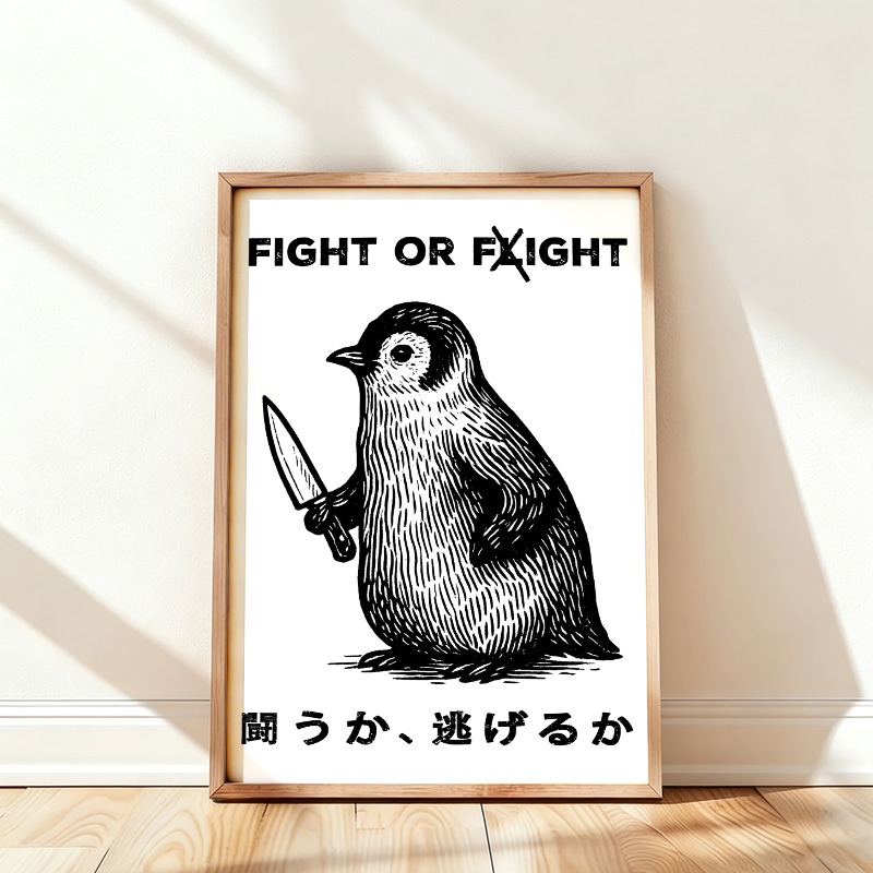 Tokyo-Tiger Funny Fight Or Flight Wall Art Poster