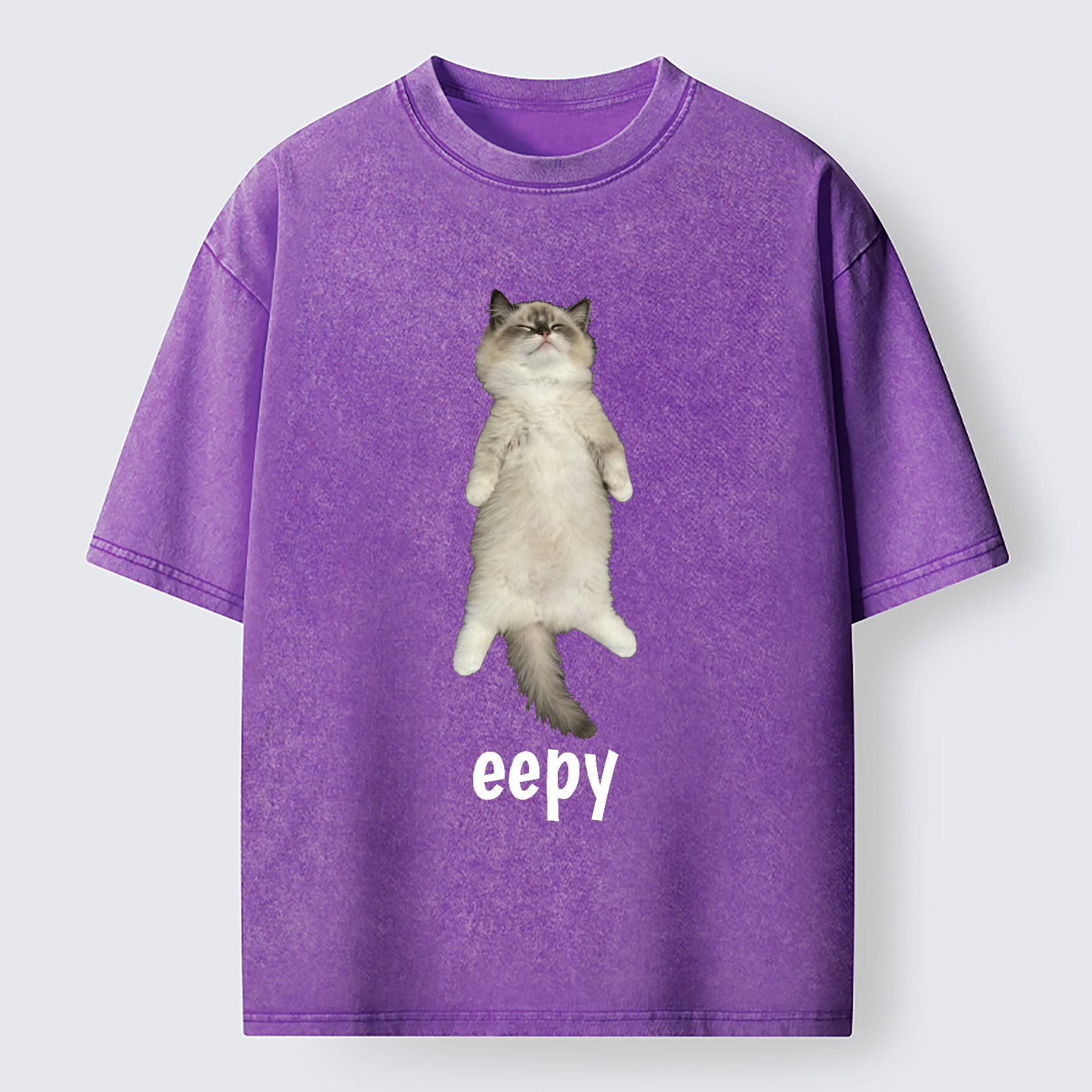 Tokyo-Tiger Cute Eepy Cat Washed T-Shirt
