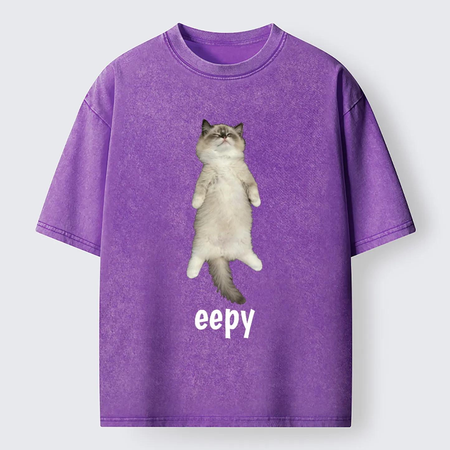 Tokyo-Tiger Cute Eepy Cat Washed T-Shirt