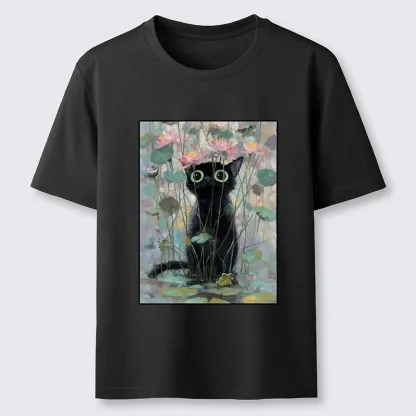 Tokyo-Tiger Black Cat In The Lotus Pond Classic T-Shirt