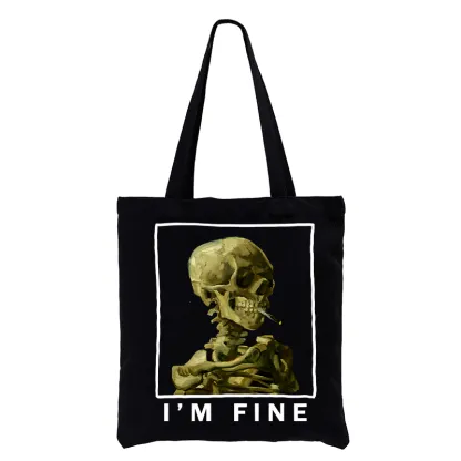 Tokyo-Tiger Skeleton Says Im Fine Tote Bag