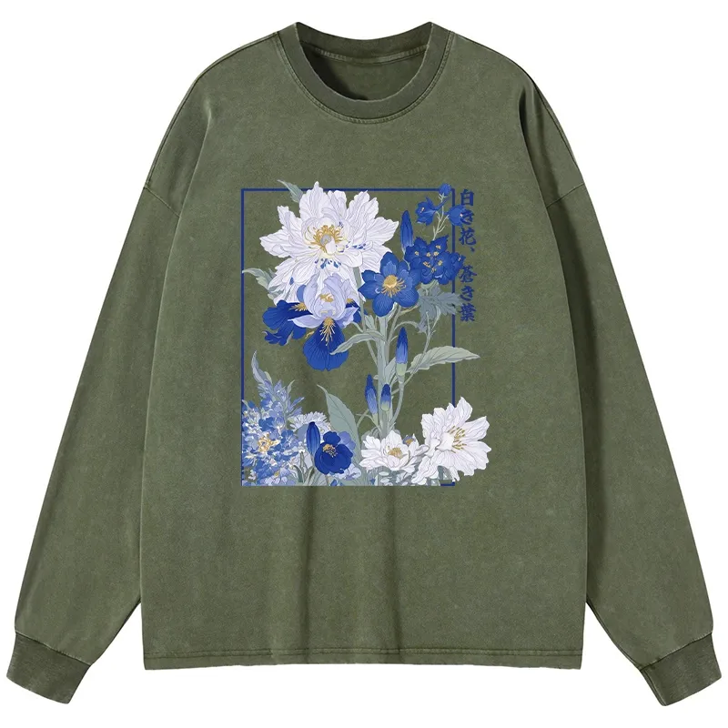 Tokyo-Tiger Blossoms Of The Firmament Washed Long Sleeve T-Shirt