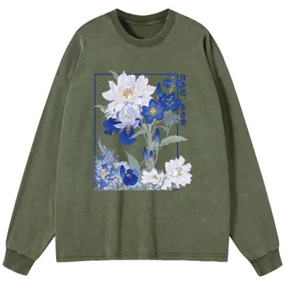 Tokyo-Tiger Blossoms Of The Firmament Washed Long Sleeve T-Shirt