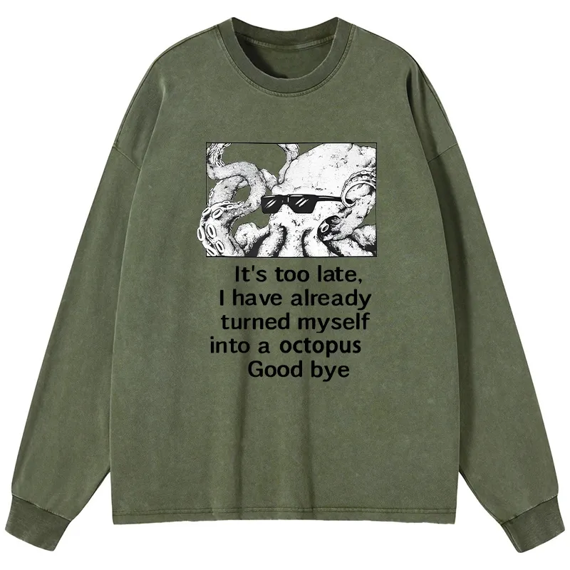 Tokyo-Tiger Octopus Meme I Disappeared Completely Washed Long Sleeve T-Shirt